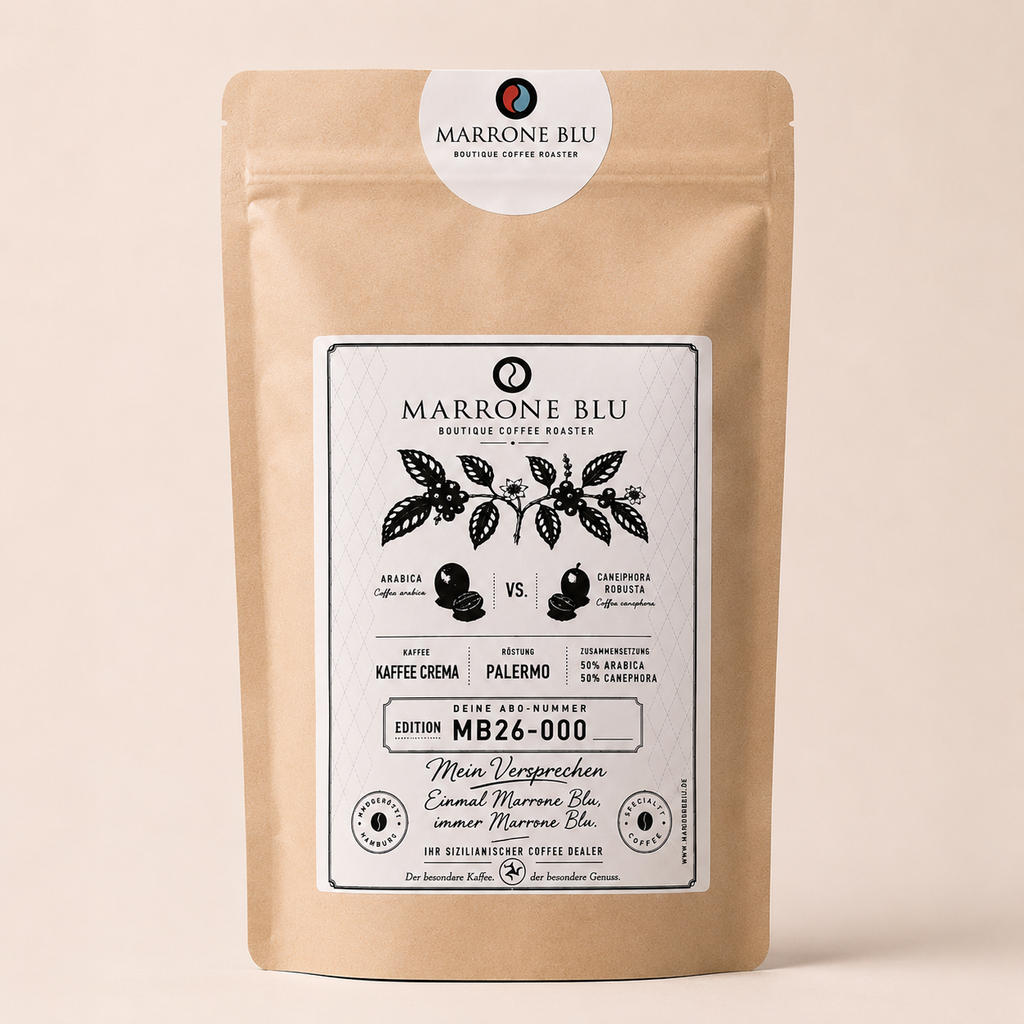 1000 Gramm Packung des Kaffee Crema Palermo von Marrone Blu